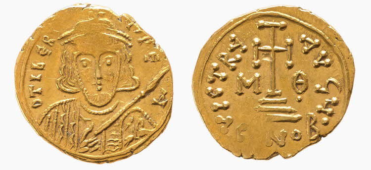 Gold coin, Ruler Tiberius III.jpg