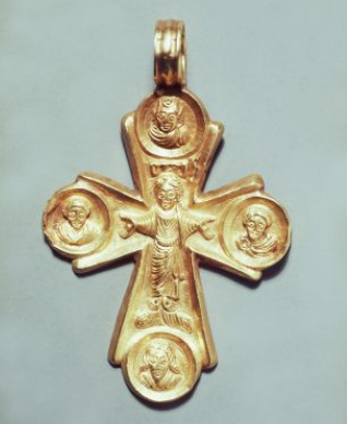 Enkolpion with Crucifixion, Busts of the Virgin, St. John and Two Saints.png