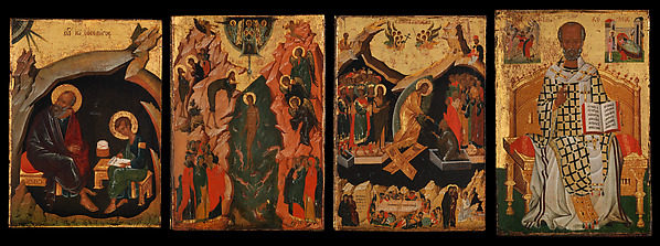 John the Theologian and Prochoros; the Baptism (Epiphany); Harrowing of Hell (Anastasis); Saint Nicholas.jpg