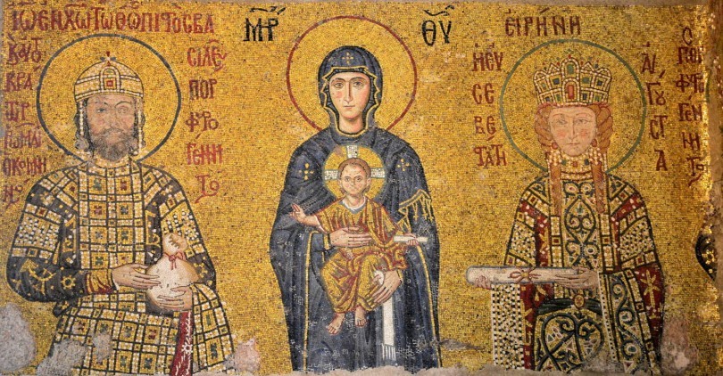 Mary, Christ the Child, Kommenos 2, Empress Eirene Mosaic