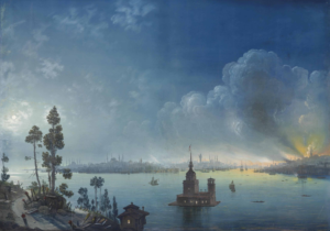  A View Across the Bosphorus Towards Kız Kulesi by Night, 1848 Carlo Bossoli