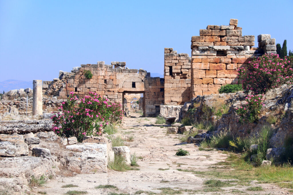 Temple on Frontinus street, Hierapolis, Pamukkale, Turkey